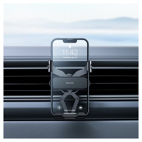 Автомобильный держатель Baseus Stable Series Lite, черный, на дефлектор, #SUWX010001 Превью 3