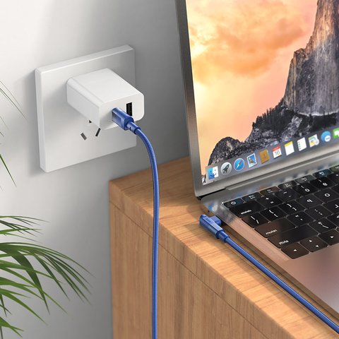USB кабель Hoco U108, 2xUSB тип-C, 200 см, 100 Вт, синій, PD, #6931474764898 Прев'ю 3
