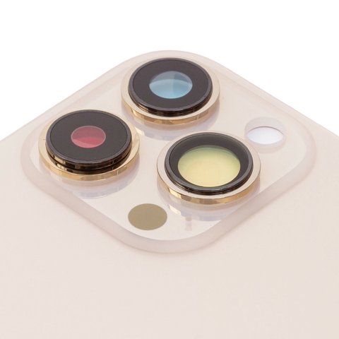 Housing Back Cover compatible with iPhone 13 Pro Max, (golden, with camera lens, Gold, small hole) Preview 1