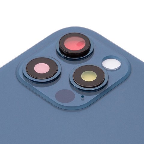 Panel trasero de carcasa puede usarse con iPhone 12 Pro, azul, con vidrio de cámara, small hole Vista previa  1