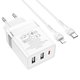 Мережевий зарядний пристрій Hoco N21 Pro, 30 Вт, Power Delivery (PD), білий, з кабелем USB тип-C до Lightning для Apple, 3 порта, #6931474778796 Прев'ю 2
