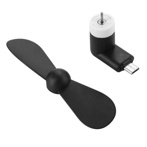 Вентилятор Mini, чорний, мобільний, micro-USB тип-B Прев'ю 1