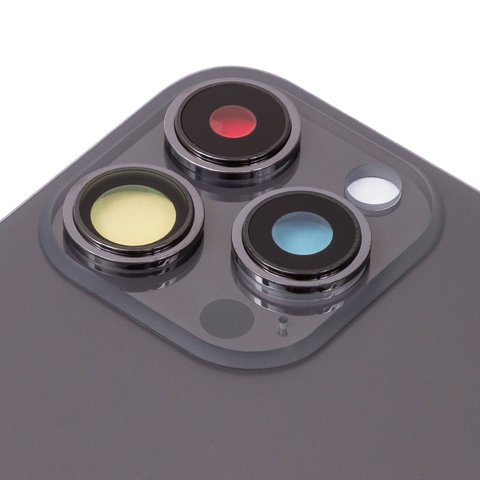 Задняя панель корпуса для iPhone 13 Pro, серая, со стеклом камеры, Graphite, small hole Превью 1