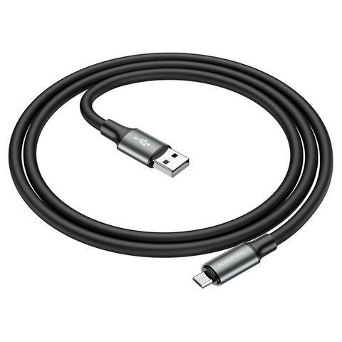 USB кабель Borofone BX82, USB тип-A, micro-USB тип-B, 100 см, 2,4 А, черный, силиконовый, #6974443386196 Превью 1